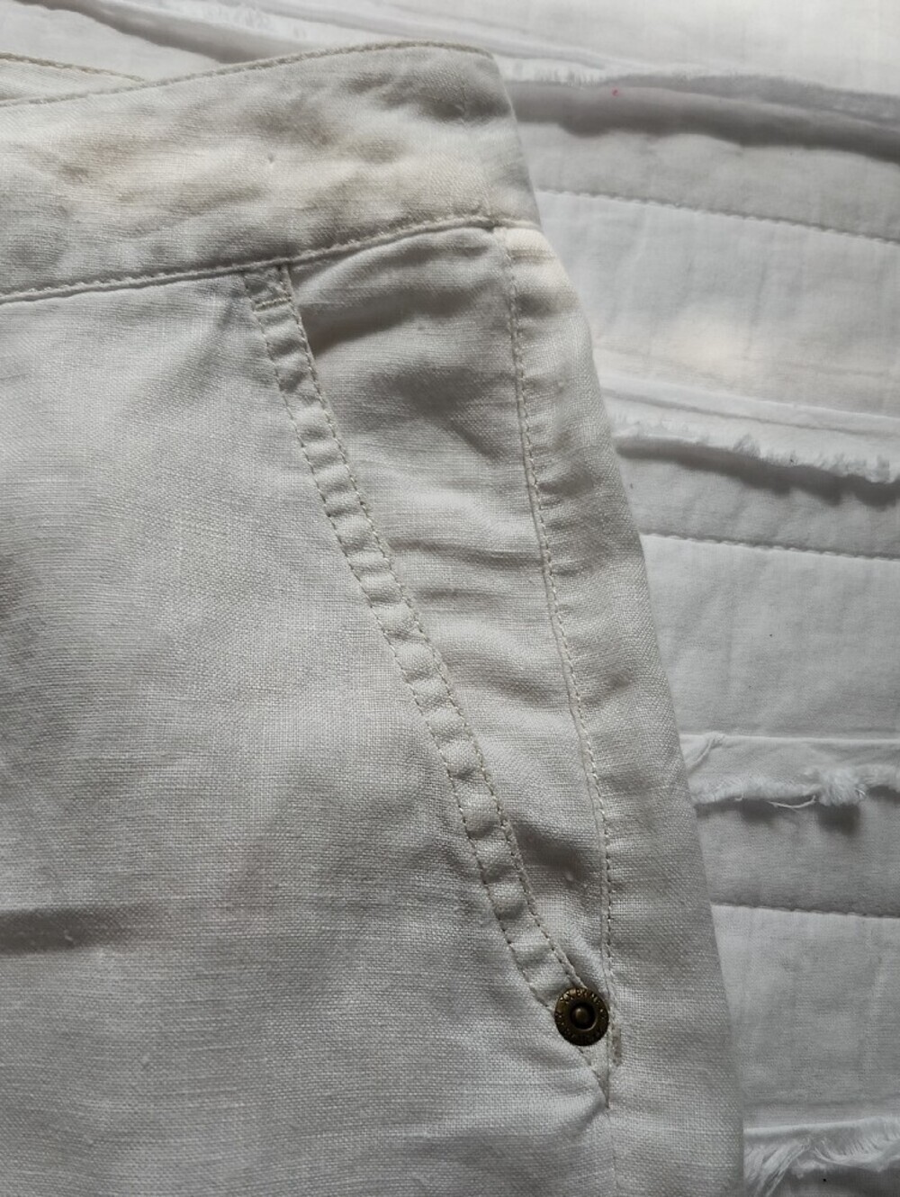 White 100% Linen Wide Leg Cargo Pants MEXX Size 8 Coastal Summer Resort - Picture 9 of 12